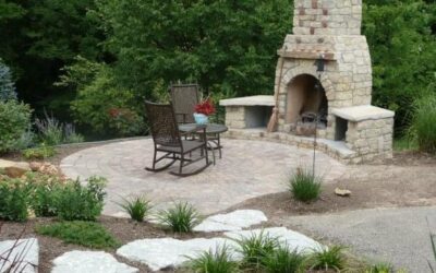 Outdoor fireplace and patio